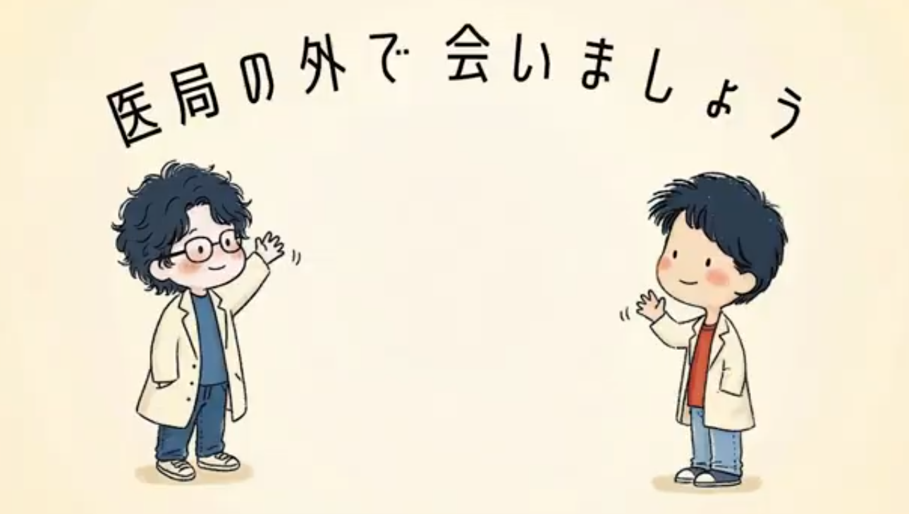 医局の外で会いましょう